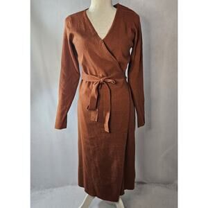 Abercrombie & Fitch Brown Wrap Sweater Dress